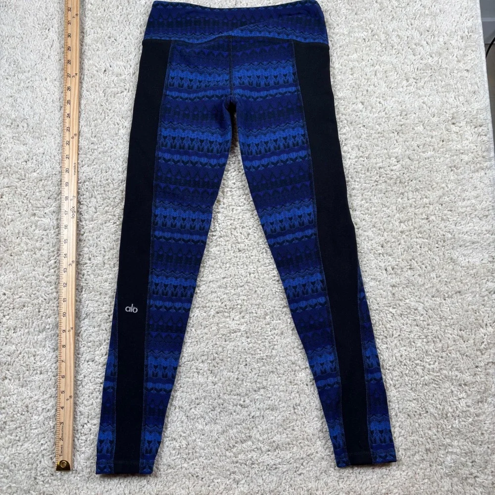 Alo Yoga Illusion 3 tribal print leggings in the‎ Arctic Royalty Blue/Black XS/S